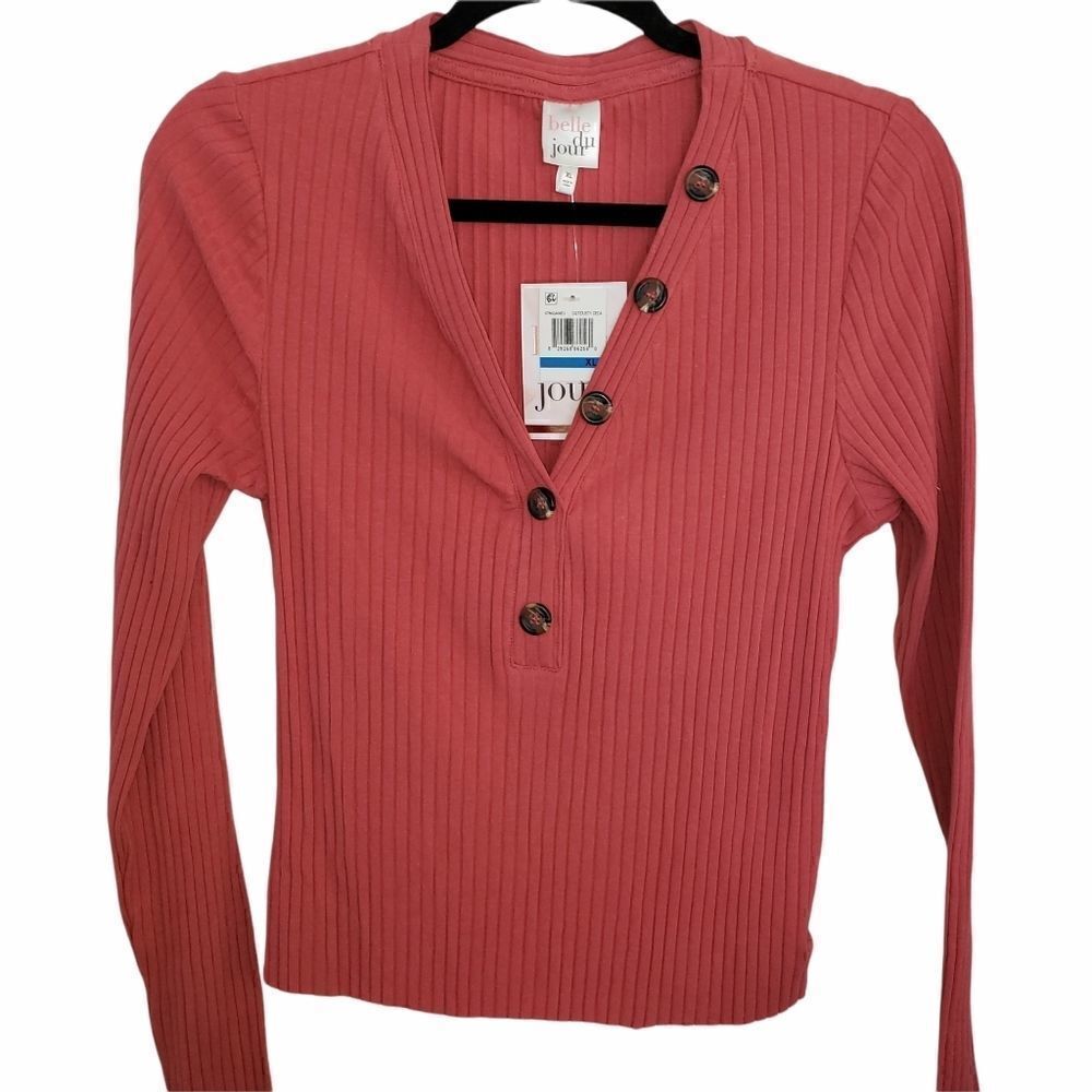 Belle Du Jour Juniors Fitted Ribbed Long Sleeve Top